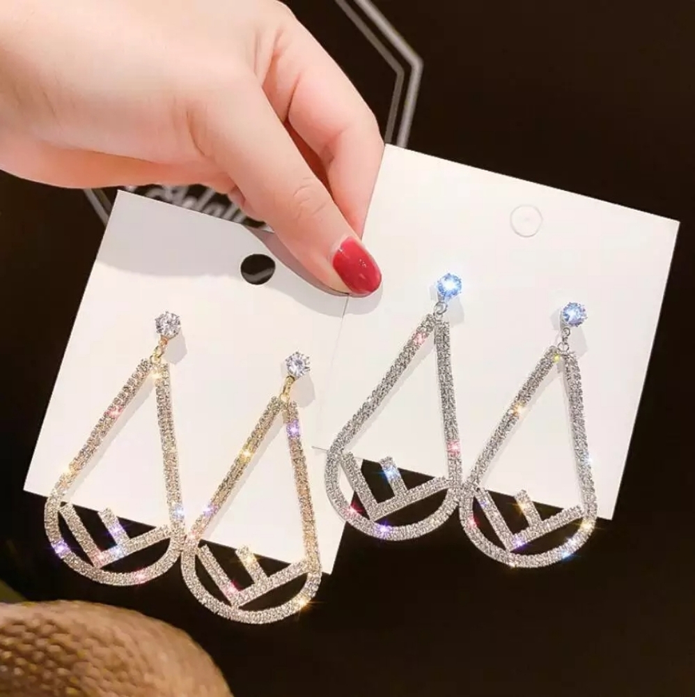 Zircon Geometric Earrings Women Exaggerated